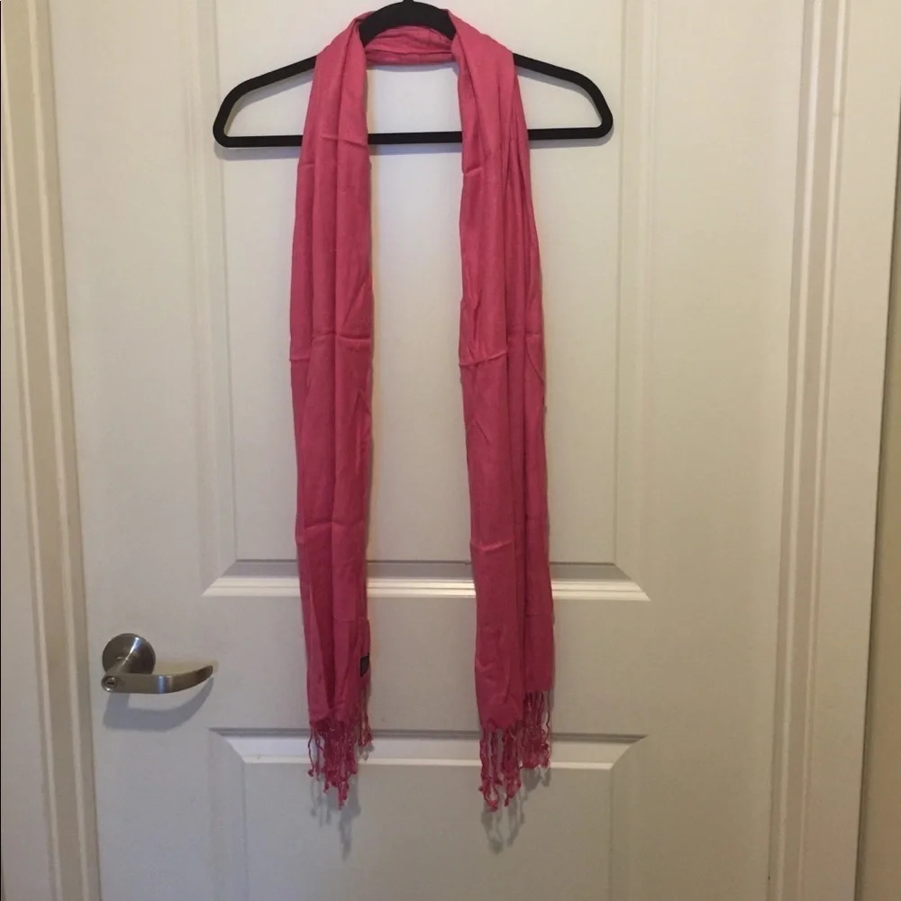 Pink Fringe Scarf